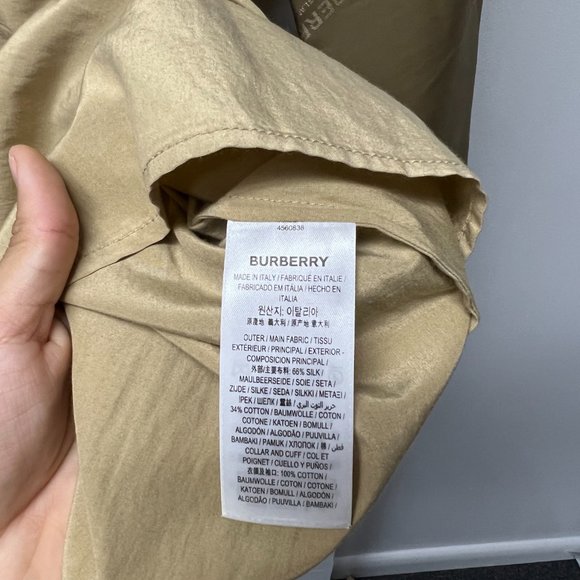 Burberry Womens Tan Cut Off Long Sleeve Mock Neck Pullover Blouse Top Size 4 - Picture 12 of 13